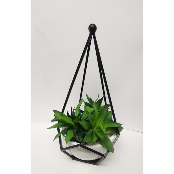 2pc Decorative Geometric Diamond-Shaped Metal Frame Artificial Indoor Plants - Picture 9 of 16